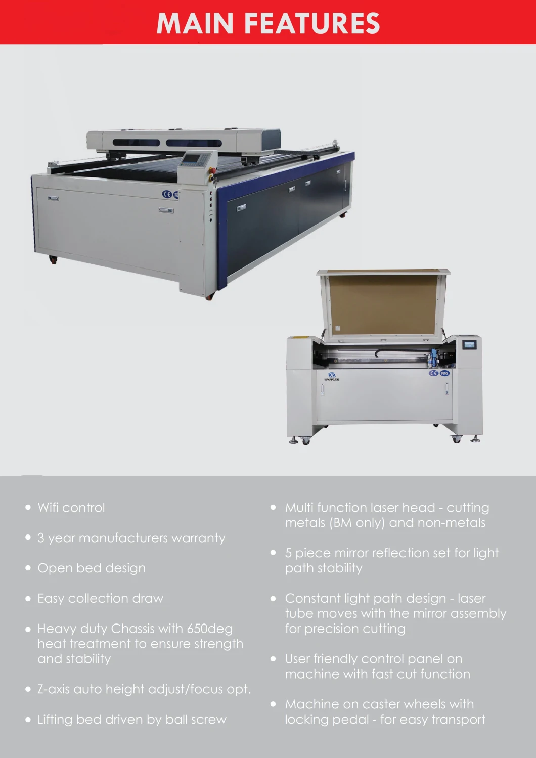 1325 Reci 80W 100W 130W 150W 180W 300W Mixed CO2 Laser Engraving Cutting Machine for Acrylic Wood Leather MDF Wood Metal and Nonmetal Materials