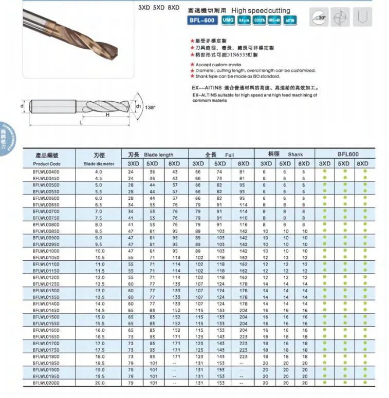 Bfl Solid Carbide Twist Drill with Coolant Hole Stone Carving Tools Milling Cutter CNC Router